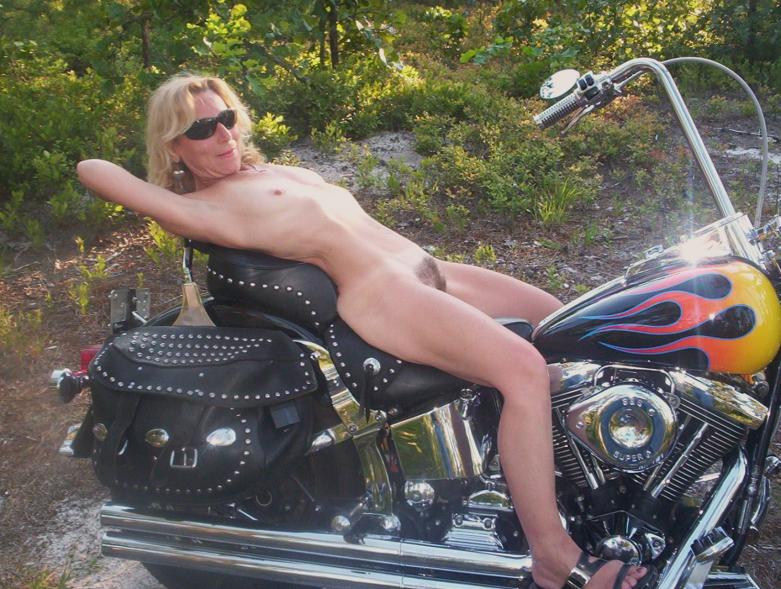 Topless Biker Babe